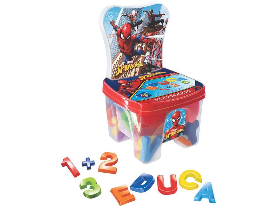 Cadeira Baú Educa Kids Spiderman com Acessórios - Líder Brinquedos