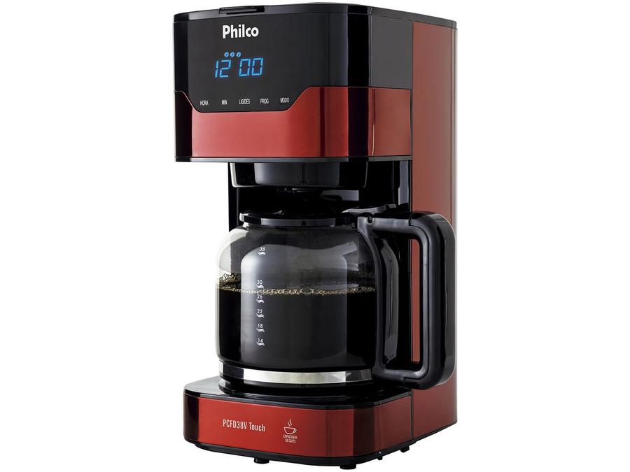 Cafeteira Elétrica Philco PCFD38V Touch 38 Xícaras - Preto e vermelho