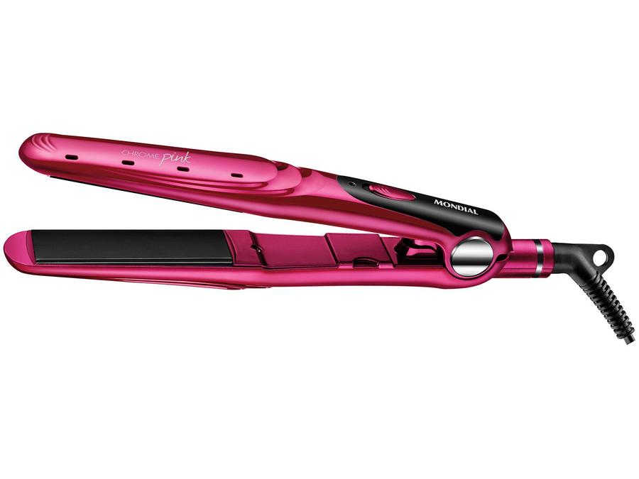 Chapinha/Prancha de Cabelo Mondial Chrome - Pink P-19 com Íons 220°C