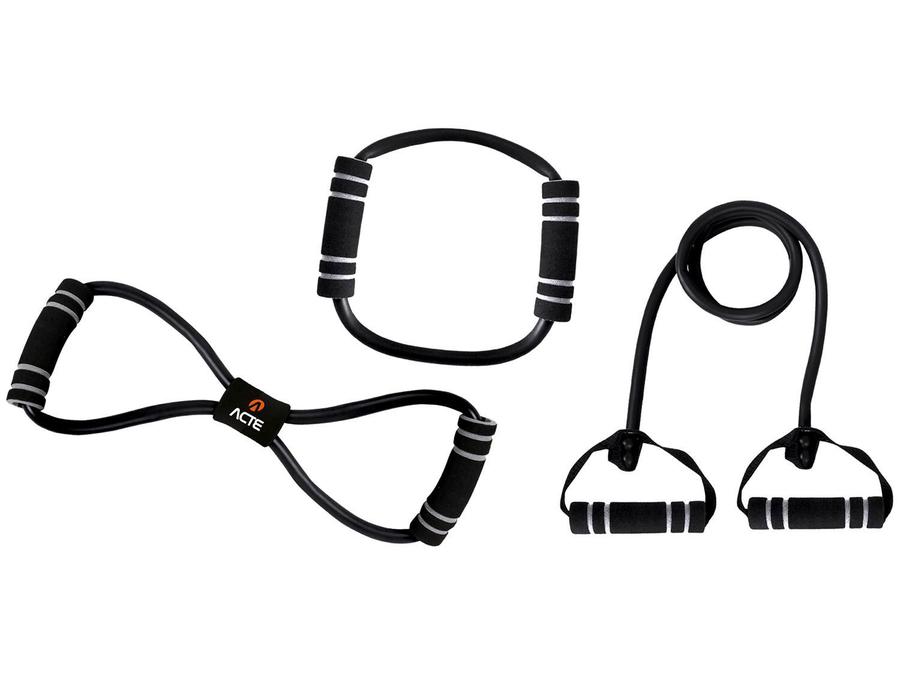 Kit Elástico Extensor para Exercícios com Pegador - Forte Acte Sports T21-B 3 Peças