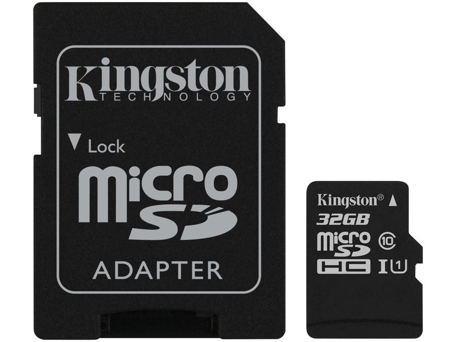Cartão de Memória 32GB Micro SD Kingston Classe 10 - com Adaptador Canvas Select