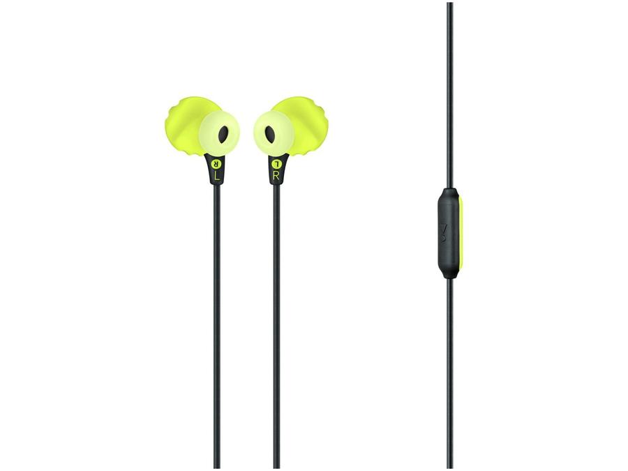 Fone de Ouvido JBL Intra Auricular com Microfone - Esportivo Preto e Amarelo Resistente à Água