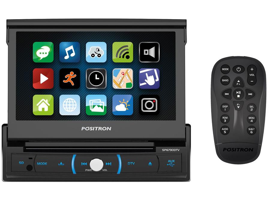 DVD Automotivo Pósitron SP6730DTV LCD 7" - Retrátil Touch Bluetooth 4x20 Watts RMS