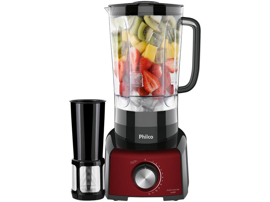 Liquidificador Philco PLQ912P Inox Red - Preto e Vermelho com Filtro 12 Velocidades 1200W