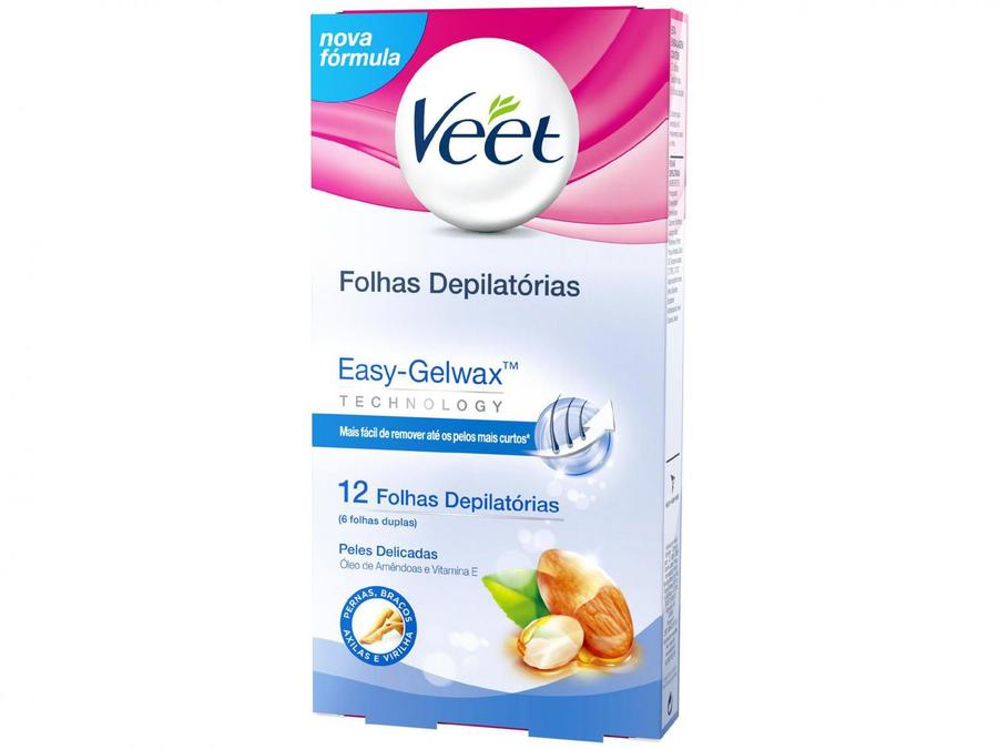 Folha Depilatória Veet Peles Delicadas - Óleo de Amêndoas e Vitamina E Corporal 12 Folhas