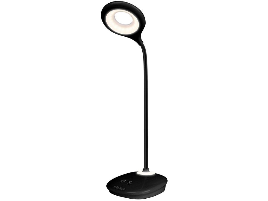 Luminária de Mesa LED 3 Intensidades - Touch Recarregável Preta Black + Decker