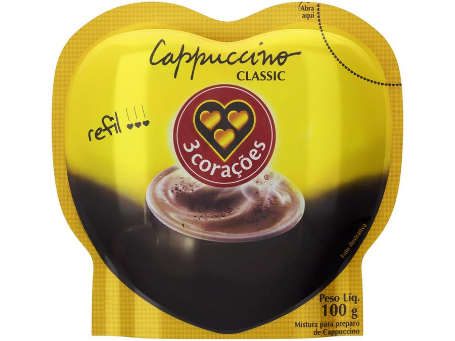 Cappuccino Classic 3 Corações Refil 100g -