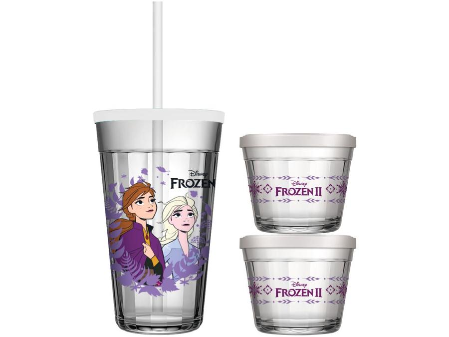 Kit Alimentação Infantil 3 Peças Frozen - Copo Americano Disney Frozen Cristalino