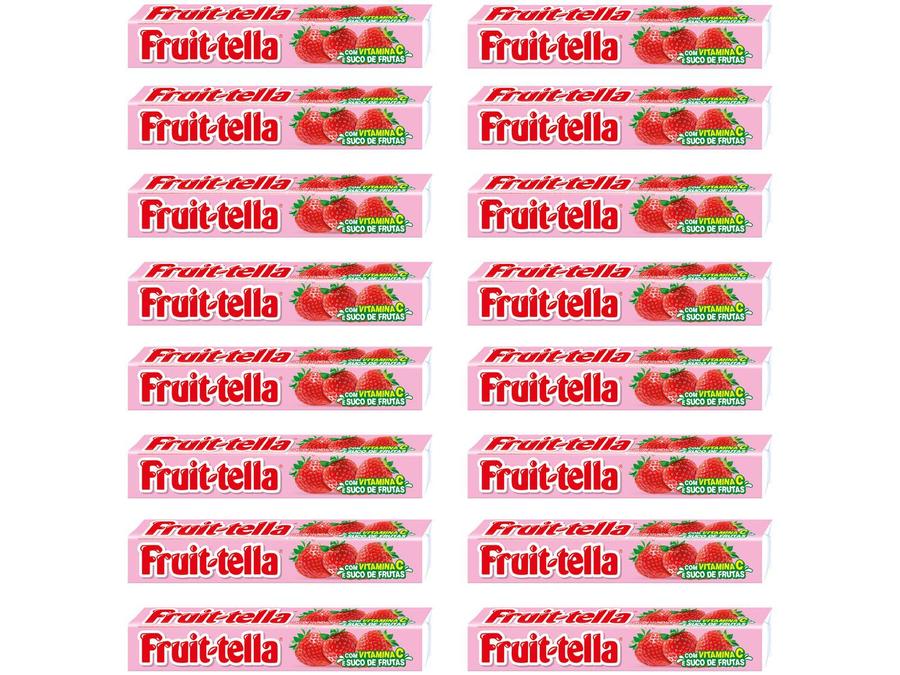 Bala Fruittella Morango com Vitamina C e Suco de - Frutas 640g Stick 16 Unidades