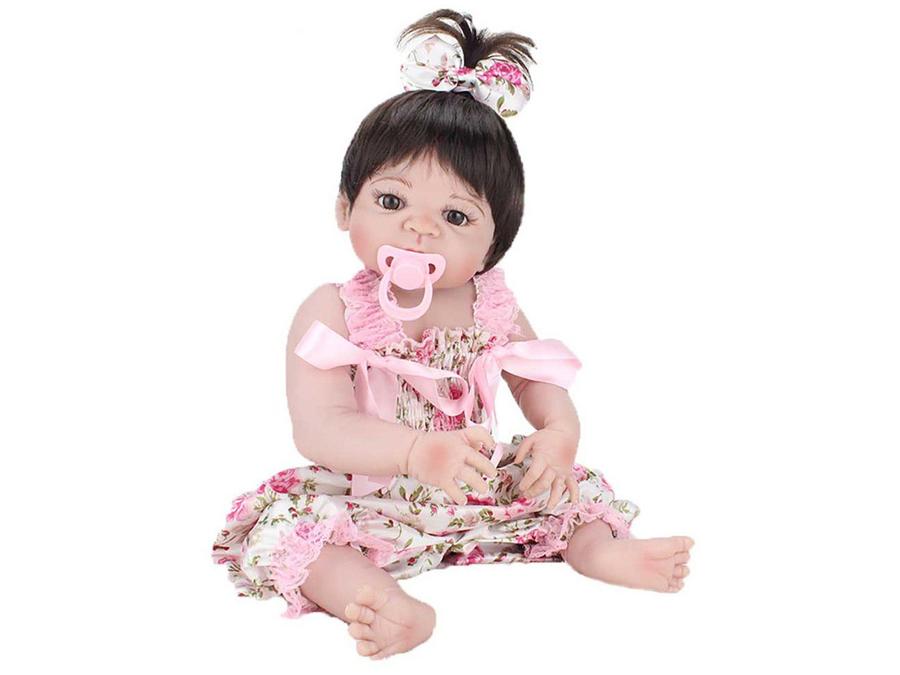 Boneca Reborn Laura Baby Mini Pink Flower - com Acessórios NPK Doll