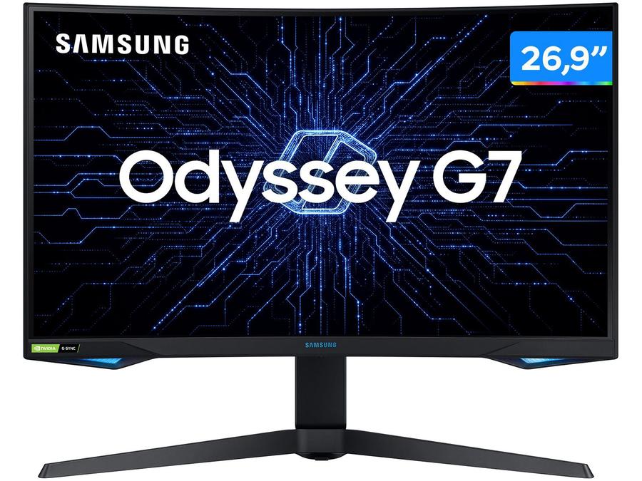 Monitor Gamer Samsung Odyssey G7 26,9" QLED Curvo - WQHD 2 HDMI 240Hz 1ms FreeSync Ajuste de Altura