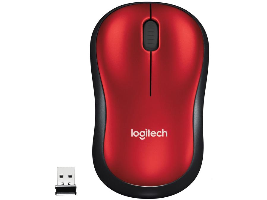 Mouse sem Fio Logitech Óptico 1000DPI 3 Botões - M185 Vermelho