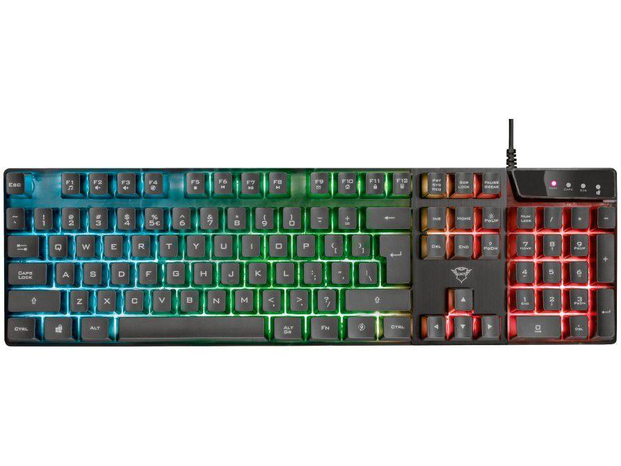 Teclado Membrana Gamer USB Trust - Preto GXT 835 Azor