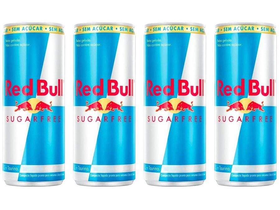 Bebida Energética Red Bull Sugarfree Zero Açúcar - 250ml 4 Unidades