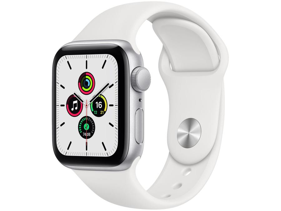 Apple Watch SE 40mm Prateada GPS - Pulseira Esportiva Branca