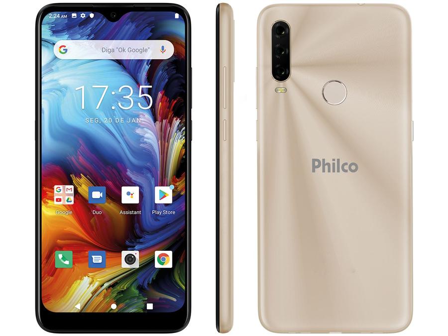 Smartphone Philco HIT P10 128GB Dourado 4G - Octa-Core 4GB 6,2" Câm. Tripla + Selfie 8MP