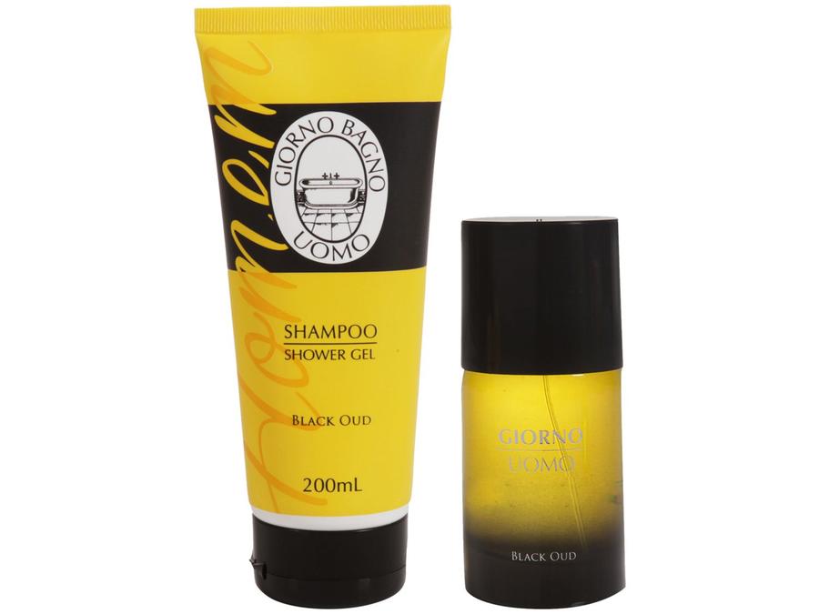 Kit Perfume Giorno Uomo Black Oud Masculino - Deo Colônia 100ml com Shampoo 2 Unidades