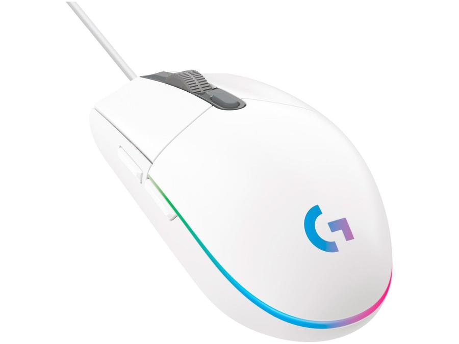 Mouse Gamer Logitech G Óptico 8000DPI 6 Botões - G203 Lightsync Branco