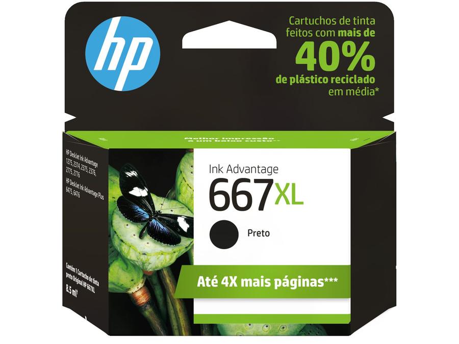 Cartucho de Tinta HP 667XL Preto -