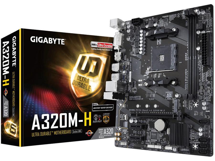 Placa Mãe Gigabyte GA-A320M-H 1.1 - AMD AM4 DDR4 Micro ATX