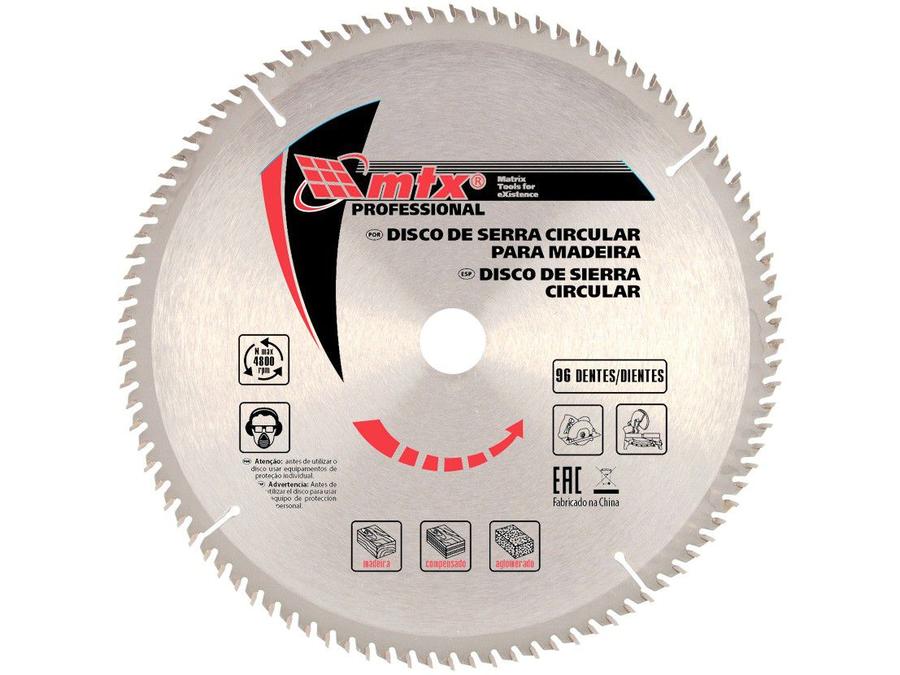 Disco de Serra Circular 12" 96 Dentes para Madeira - MTX Widea