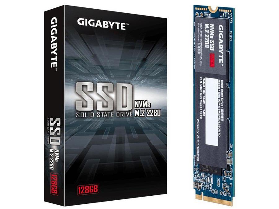 SSD Gigabyte 128GB NVMe 1.3 M.2 2280 - Leitura 1500MB/s e Gravação 500MB/s