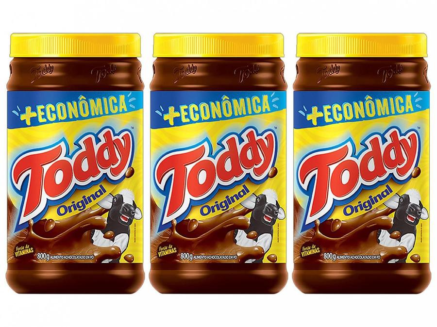 Kit Achocolatado em Pó Chocolate Toddy Original - 800g 3 Unidades