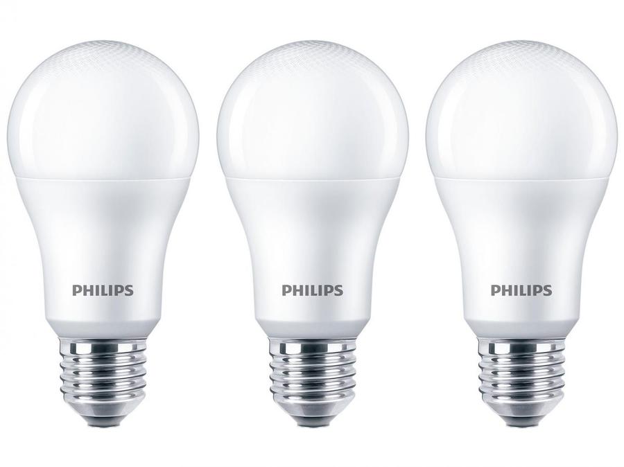 Kit Lâmpadas LED 3 Unidades Branca E27 9W - 6500WK Philips Bulbo