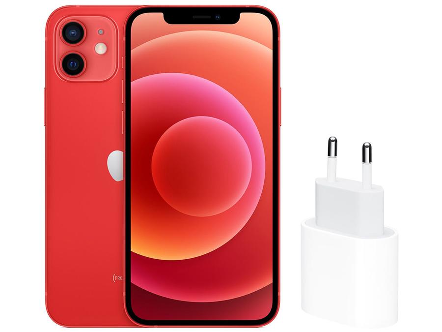 iPhone 12 Apple 256GB (PRODUCT)RED Tela 6,1" - Câm. Dupla 12MP + Carregador USB-C de 20W Apple