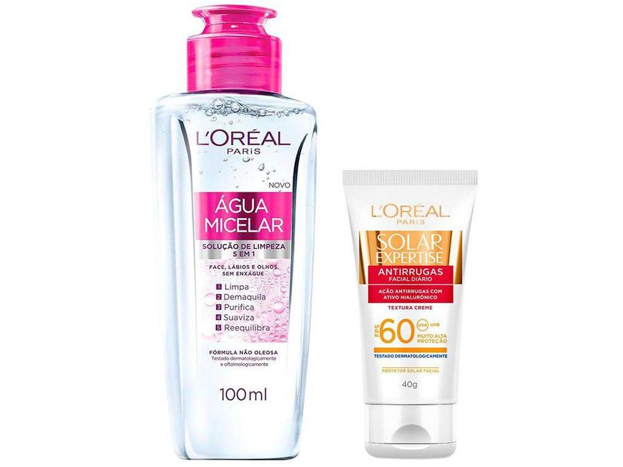 Protetor Solar Loreal Paris Solar Antirrugas - FPS 6 + Água Micelar Loreal Paris 100ml