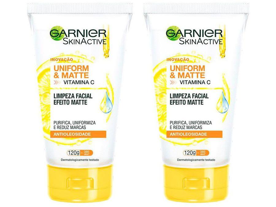Kit Sabonete Facial Garnier Uniform&Matte - Skin Active 120g 2 Unidades
