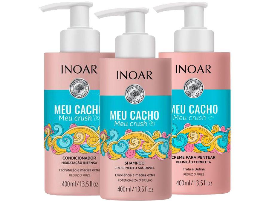 Kit Shampoo Condicionador e Leave-In Inoar - Meu Cacho Meu Crush
