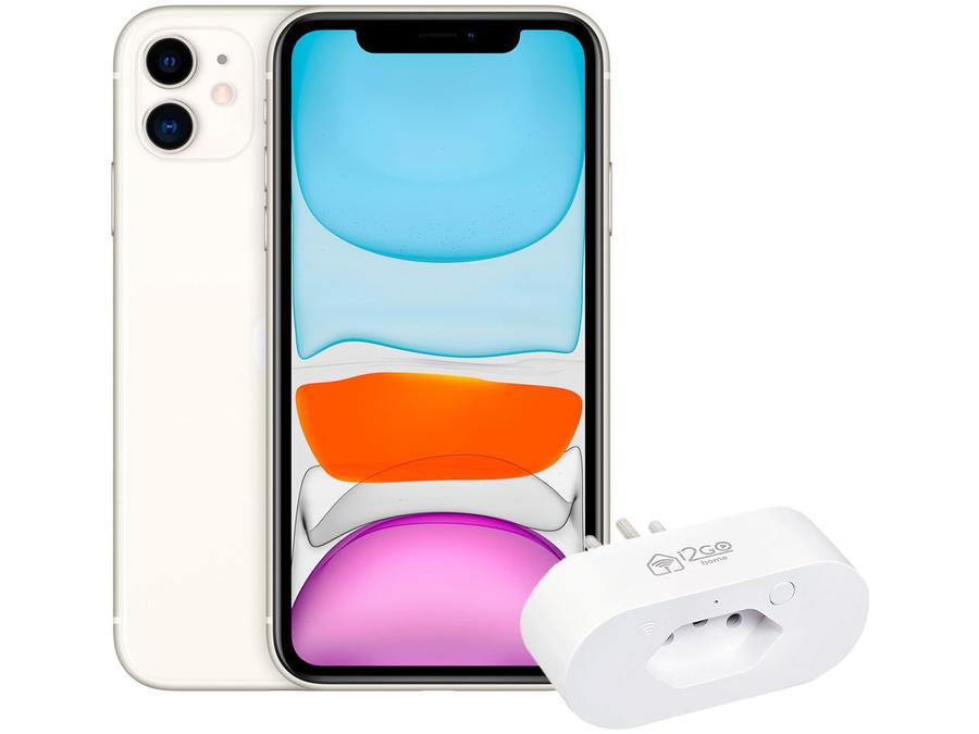 iPhone 11 Apple 64GB Branco 6,1" 12MP - iOS + Tomada Inteligente 10A Wi-Fi I2GO