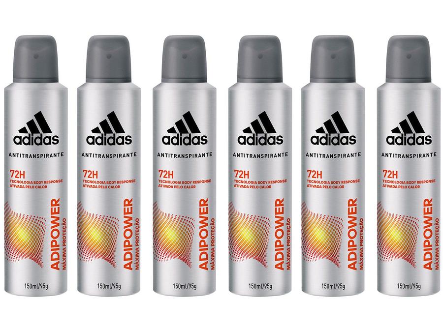 Kit Desodorante Adidas Adipower Aerossol - Antitranspirante Masculino 150ml 6 Unidades