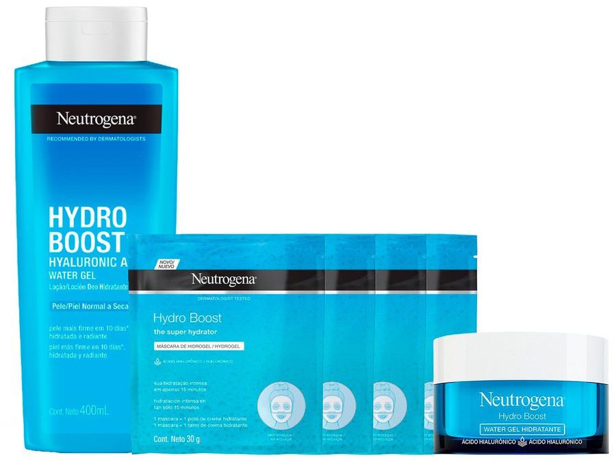 Kit Neutrogena Creme Hidratante Facial 50g + Gel - Corporal 400ml + 4 Máscaras Faciais 30g Cada