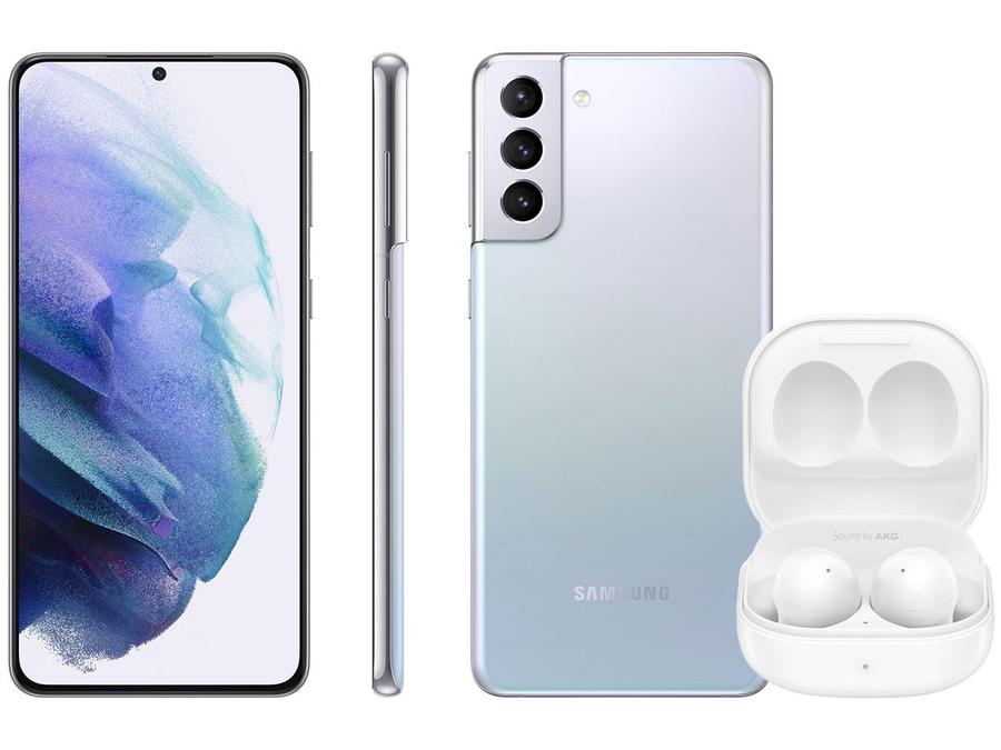 Smartphone Samsung Galaxy S21+ 128GB Prata 5G - 8GB RAM + Fone de Ouvido Bluetooth Galaxy Buds2