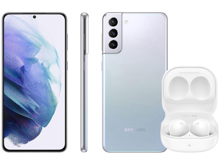 Smartphone Samsung Galaxy S21+ 256GB Prata 5G - 8GB RAM + Fone de Ouvido Bluetooth Galaxy Buds2