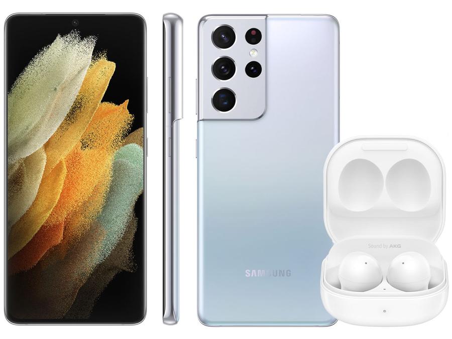 Smartphone Samsung Galaxy S21 Ultra 256GB Prata - 5G + Fone de Ouvido Bluetooth Galaxy Buds2