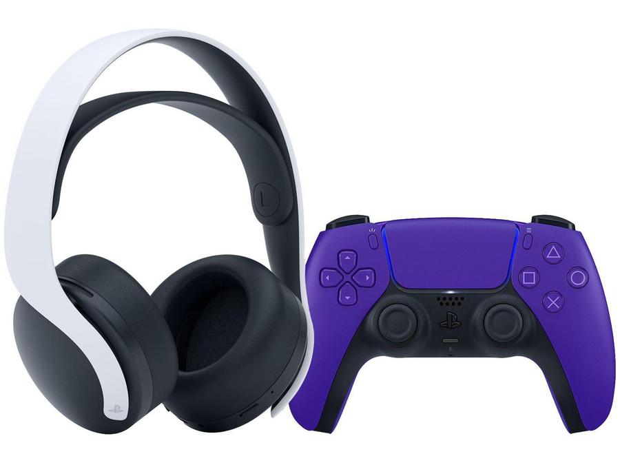 Headset para PS5 Bluetooth Sony Pulse - 3D + Controle sem Fio DualSense Galatic Purple