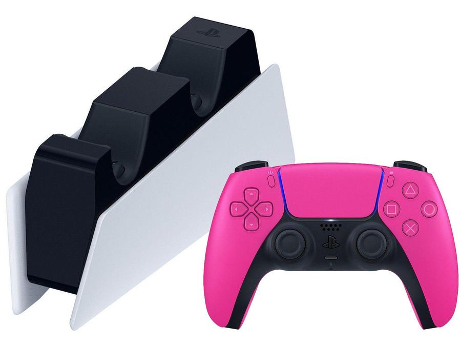 Controle PS5 sem Fio DualSense Sony Nova - Pink + Estação de Carregamento para Controle