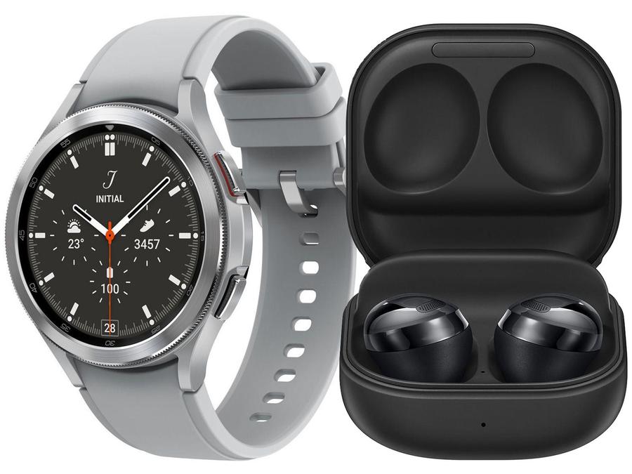 Smartwatch Samsung Galaxy Watch4 Classic BT - 46mm Prata + Fone de Ouvido Bluetooth Buds Pro