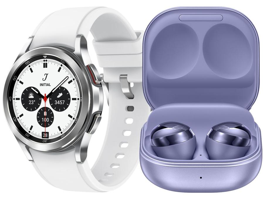 Smartwatch Samsung Galaxy Watch4 Classic BT - 42mm Prata + Fone de Ouvido Bluetooth Buds Pro
