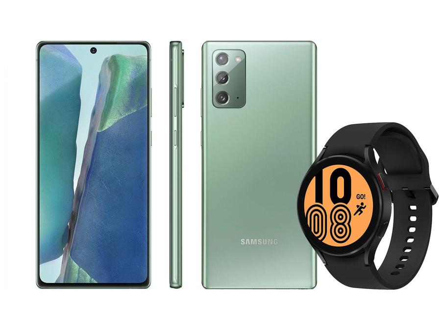 Smartphone Samsung Galaxy Note 20 256GB Mystic - Green + Smartwatch Watch4 BT Preto 44mm
