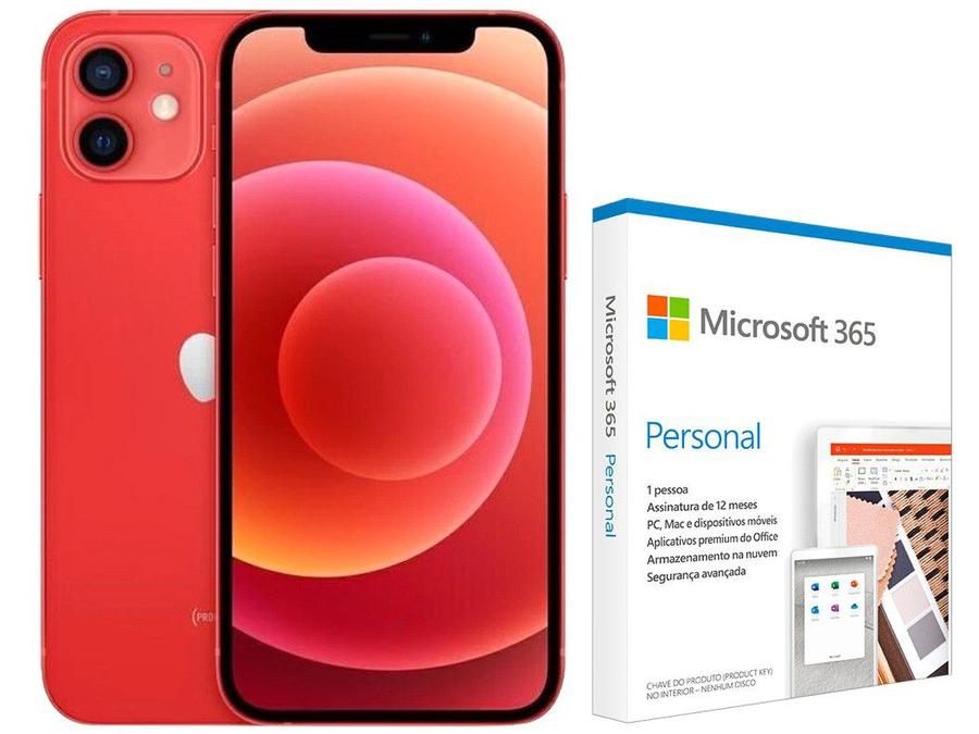 iPhone 12 Apple 128GB - PRODUCT(RED) Tela 6,1" - iOS + Microsoft 365 Personal Office 365 apps 1TB