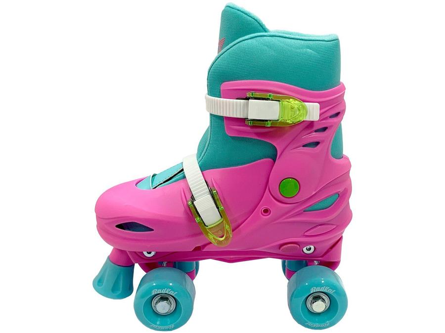 Patins 4 Rodas Infantil Fenix 2 em 1 Azul e Rosa - com Acessórios