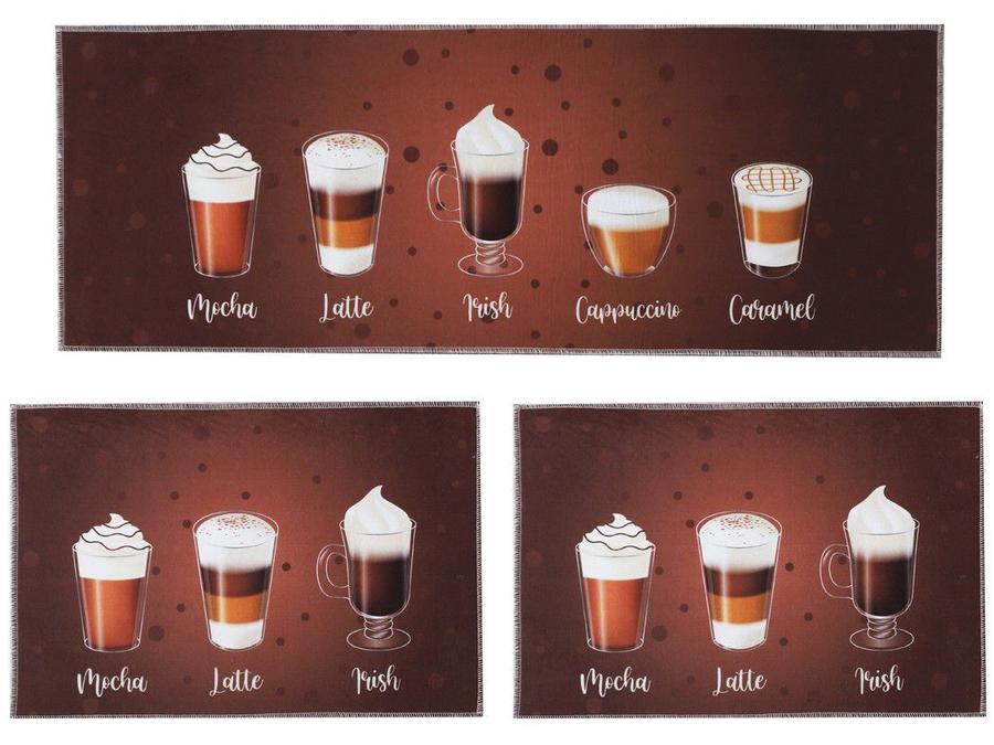 Jogo de Tapetes para Cozinha Allegra Cafeína - Jolitex 3 Peças