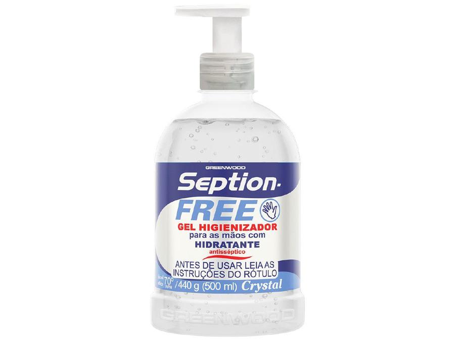 Álcool em Gel 70% Antisséptico Seption Free - Crystal 500ml