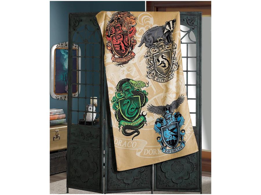 Toalha de Praia Döhler 100% Algodão Velour - Harry Potter 02 Bege