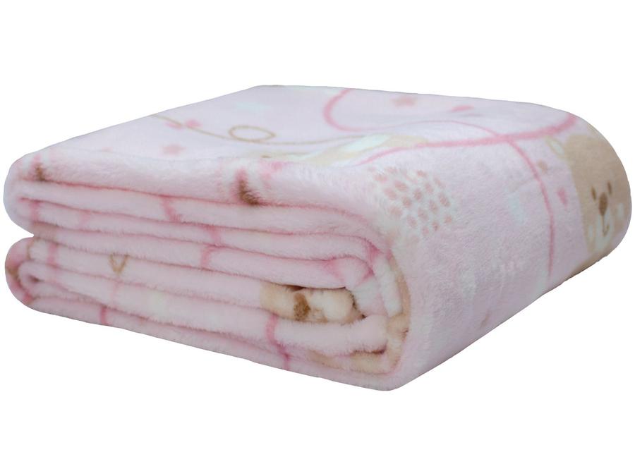 Cobertor para Bebê Camesa Microfibra Flannel - Rosa