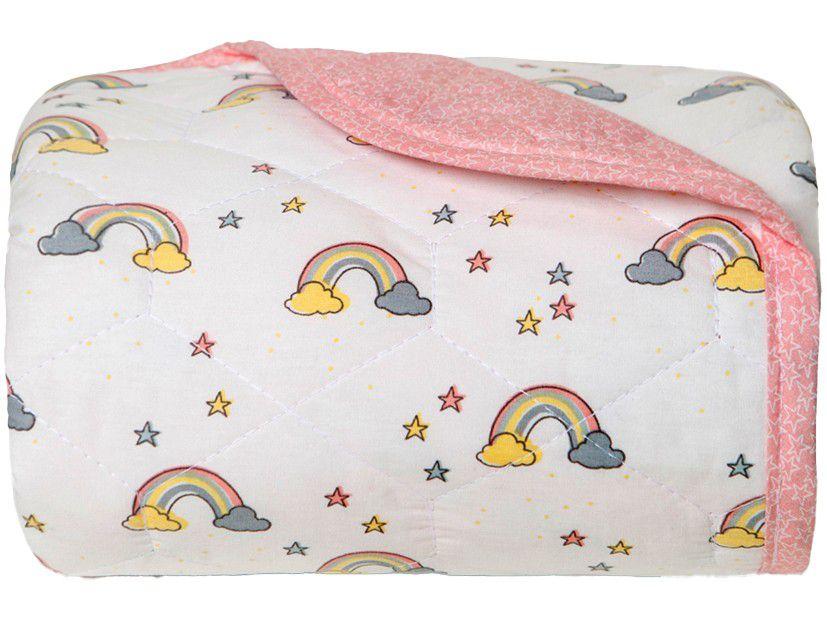 Colcha Infantil Berço Artex 100% Algodão - Baby Estrela Rosa